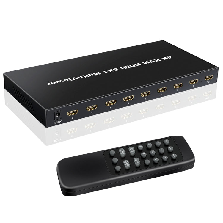 NK-E80 4K 30Hz 8 In 1 Out HDMI 8-way Screen Splitter KVM Switch