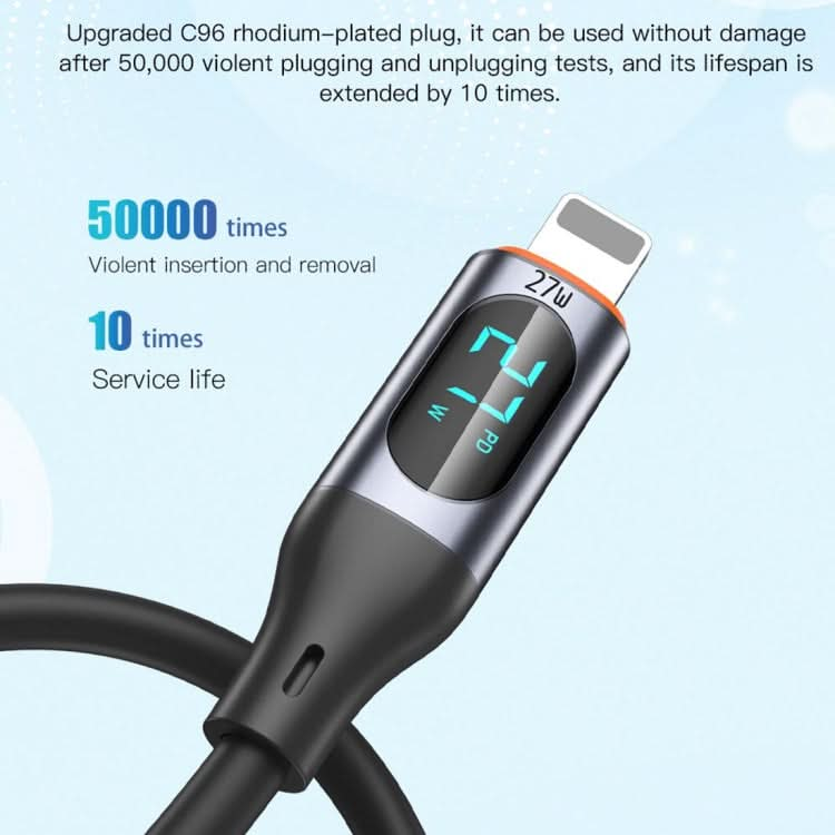 TOTU CB-7-L 15W USB to 8 Pin Digital Display Fast Charging Silicone Cable, Length: 1m