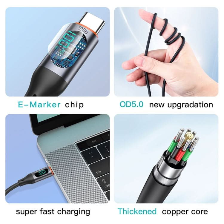 TOTU CB-7-PD 27W USB-C / Type-C to 8 Pin Digital Display Fast Charging Silicone Cable, Length: 1m