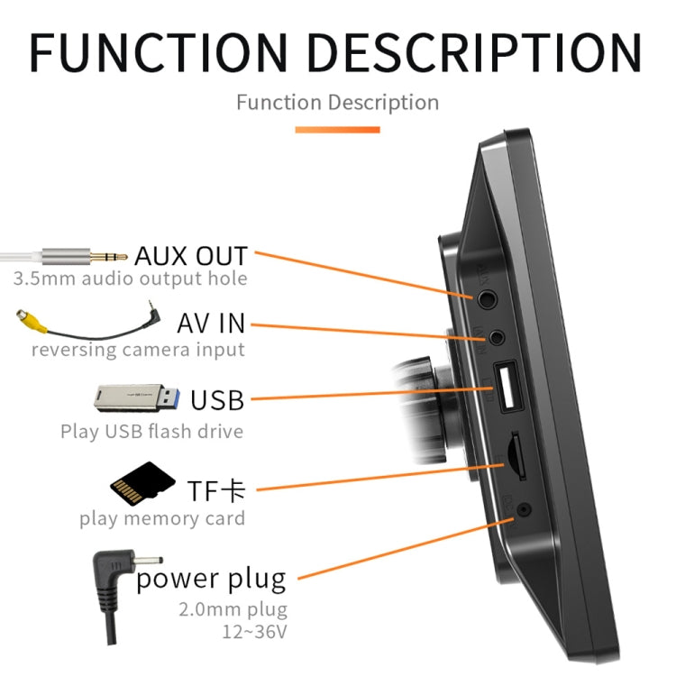 B5305 9 inch Portable Car MP5 Player Support CarPlay / Android Auto