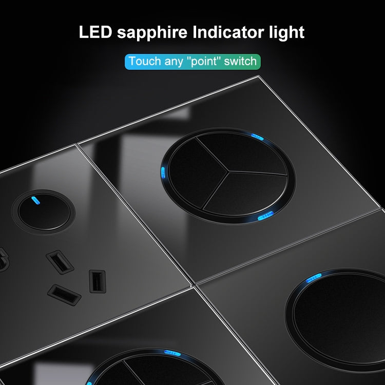 86mm Round LED Tempered Glass Switch Panel, Black Round Glass Reluova