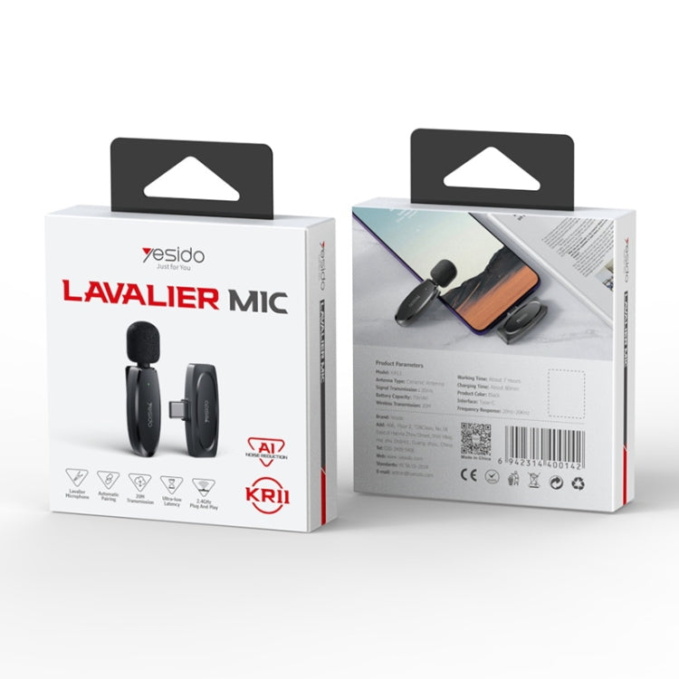 YESIDO KR11 Low-latency Wireless Lavalier Microphone with Type-C Receiver