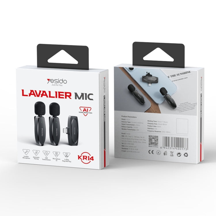 YESIDO KR14 Dual Transmitter Low-latency Wireless Lavalier Microphone with 8 Pin Receiver Reluova