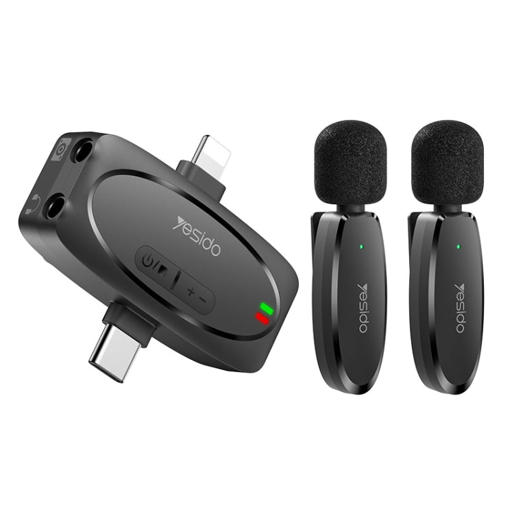 YESIDO KR15 Dual Low-latency Wireless Lavalier Microphone with 3 in 1 Receiver Reluova