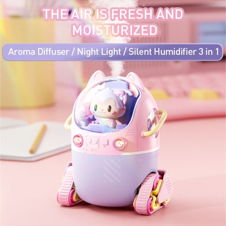 MJ066 220ML Portable Desktop Cute Cartoon Tank Car Air Humidifier with LED Lights