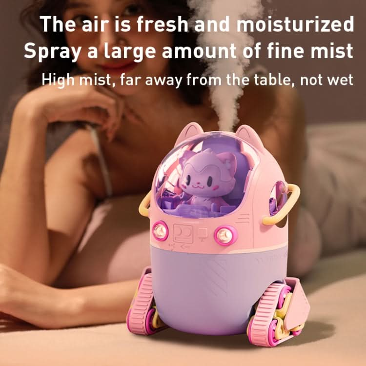 MJ066 220ML Portable Desktop Cute Cartoon Tank Car Air Humidifier with LED Lights