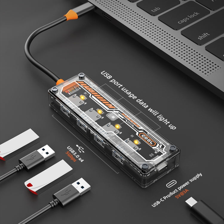 SW4U-A 5 in 1 USB to Type-C + 4 x USB3.0 HUB Docking Station