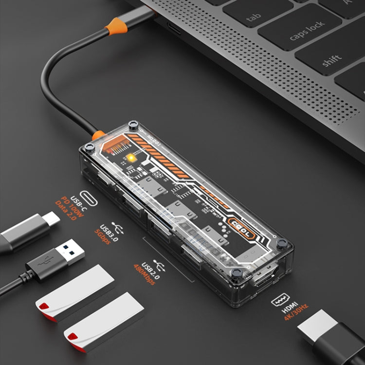 SW5H 5 in 1 Type-C to PD + USB3.0 + 2 x USB2.0 + HDMI HUB Docking Station My Store