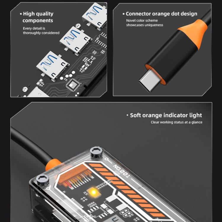 SW5H 5 in 1 Type-C to PD + USB3.0 + 2 x USB2.0 + HDMI HUB Docking Station