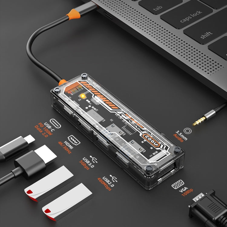 SW6V 6 in 1 Type-C to USB + HDMI + VGA + Audio 3.5 HUB Docking Station My Store