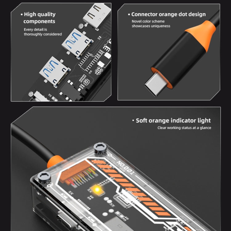 Док-станция SW6V 6 в 1 Type-C на USB + HDMI + VGA + Audio 3.5 HUB