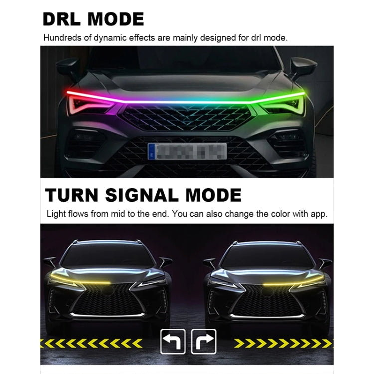 Car Startup Scan Through Hood LED Daytime Running Atmosphere Light, APP Control