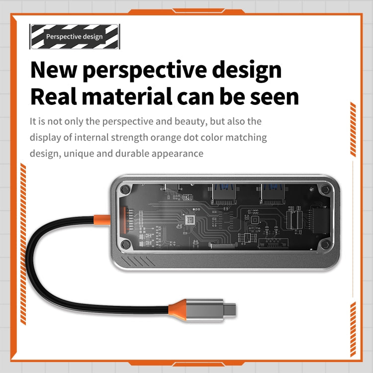 SW8V 8 in 1 Type-C to USB + HDMI + RJ45 + SD/TF HUB Docking Station