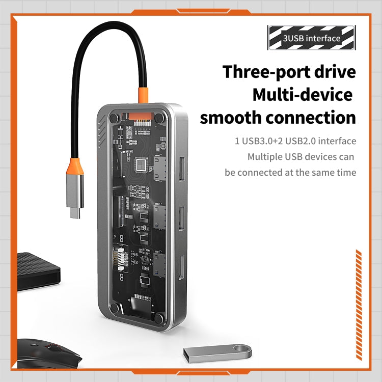 SW10V 10 in 1 Type-C to USB + HDMI + VGA + RJ45 + SD/TF + Audio 3.5 HUB Docking Station My Store