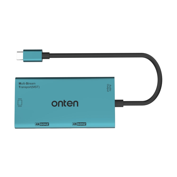 Onten M206 4K 60Hz 4 in 1 Type-C to Dual HDMI + VGA + 3.5mm Video Converter Adapter