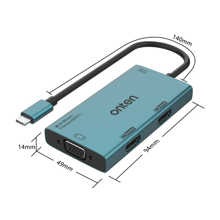 Onten M206 4K 60Hz 4 in 1 Type-C to Dual HDMI + VGA + 3.5mm Video Converter Adapter My Store