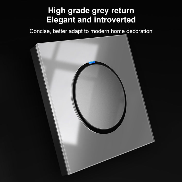 86mm Round LED Tempered Glass Switch Panel, Gray Round Glass