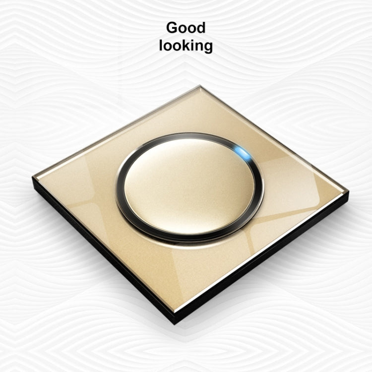 86mm Round LED Tempered Glass Switch Panel, Gold Round Glass Reluova