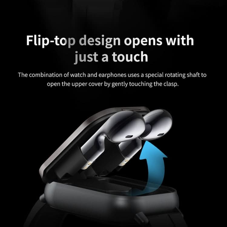 D8 2.01 inch 2 in 1 Bluetooth Earphone Silicone Band Smart Watch, Support Health Monitoring / NFC