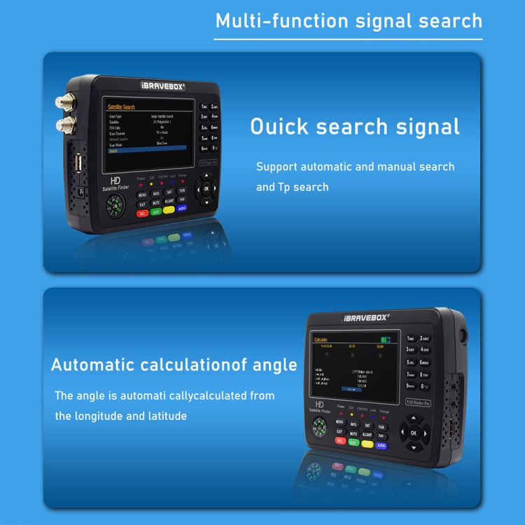 iBRAVEBOX V10 Finder Pro 4.3 inch Display Digital Satellite Meter Signal Finder, Support DVB-S/S2/S2X/T/T2/C