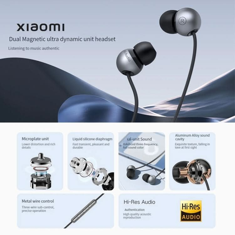 Original Xiaomi Dual Magnetic Super Dynamic Unit Earphone, Length: 1.28m