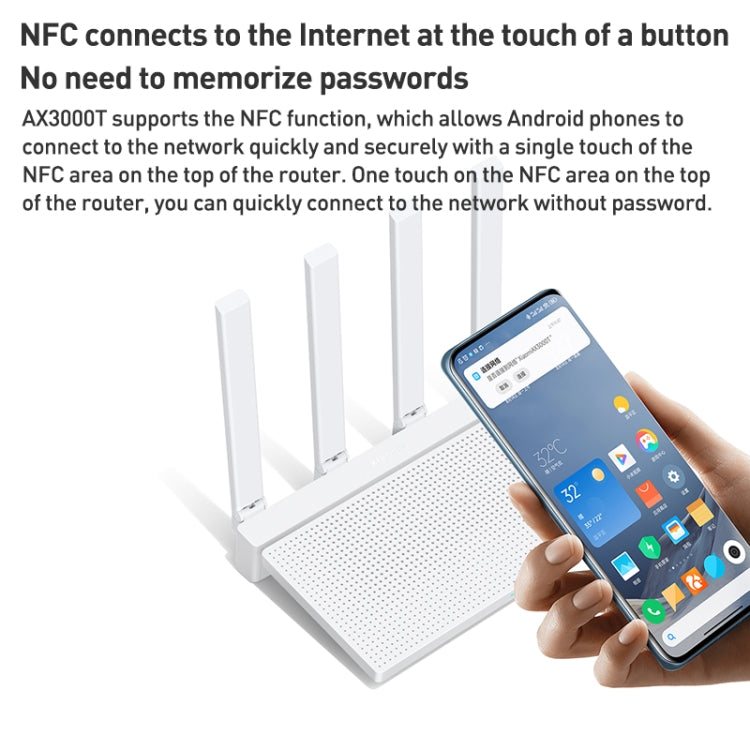 Original Xiaomi AX3000T 2.4GHz/5GHz Dual-band 1.3GHz CPU Router Supports NFC Connection, US Plug My Store