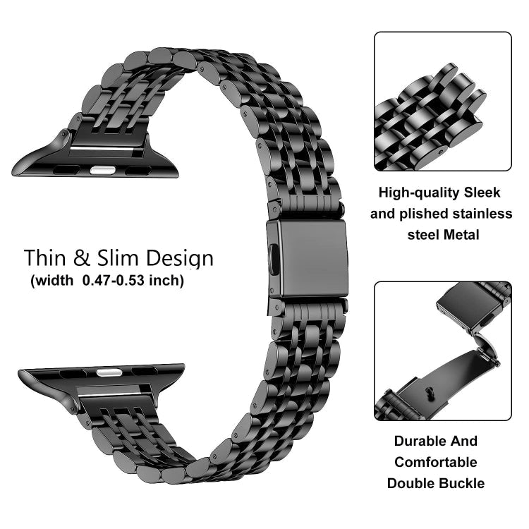 Slim Seven Bead Slingshot Buckle Metal Watch Band, Series 3