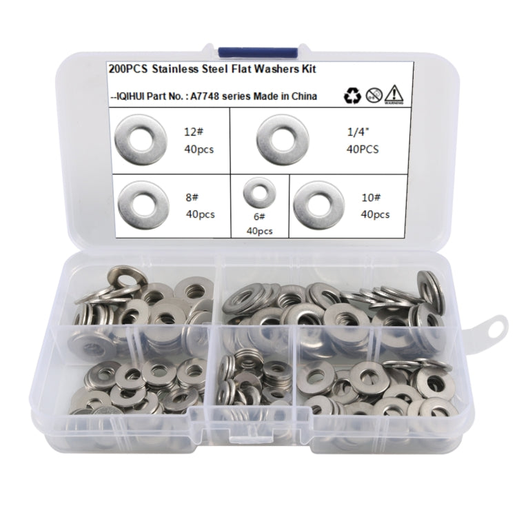 A7748 200pcs / Set 304 Stainless Steel Flat Washers Set ÎҵÄÉ̵ê