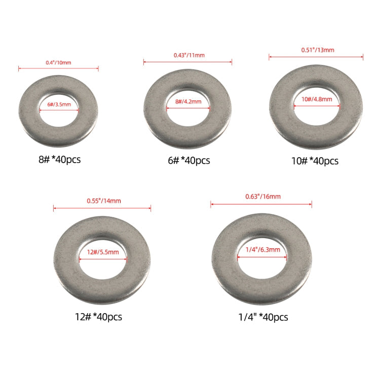 A7748 200pcs / Set 304 Stainless Steel Flat Washers Set ÎҵÄÉ̵ê