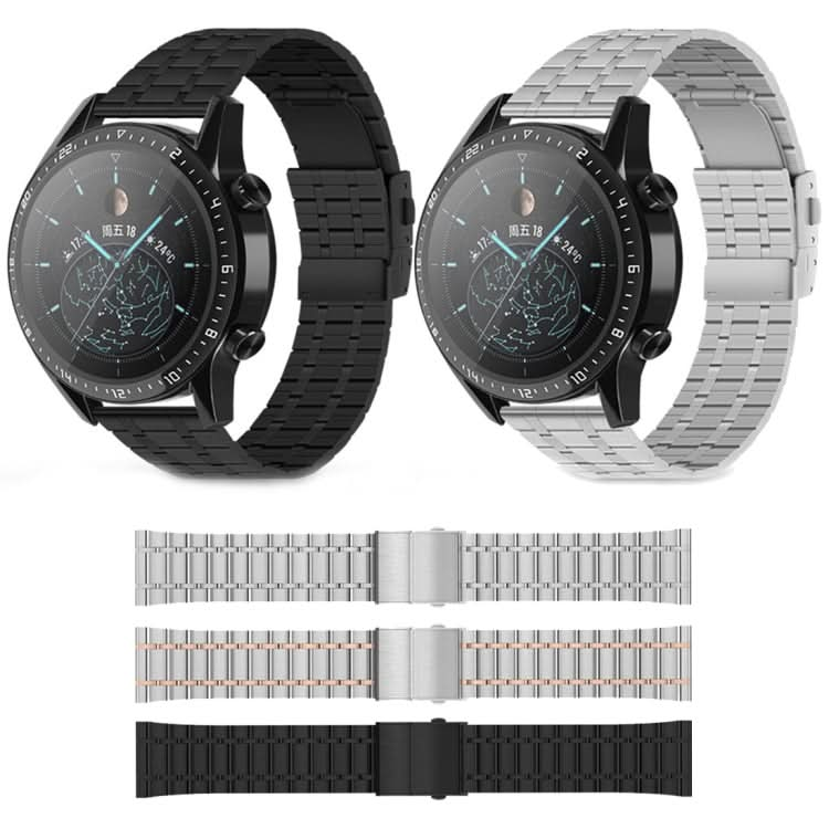 Universal Dual Press Buckle Five-bead Stainless Steel Watch Band