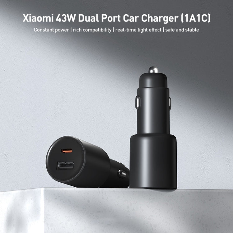 Original Xiaomi 43W Dual Ports USB + USB-C / Type-C Car Charger 1A1C ÎҵÄÉ̵ê