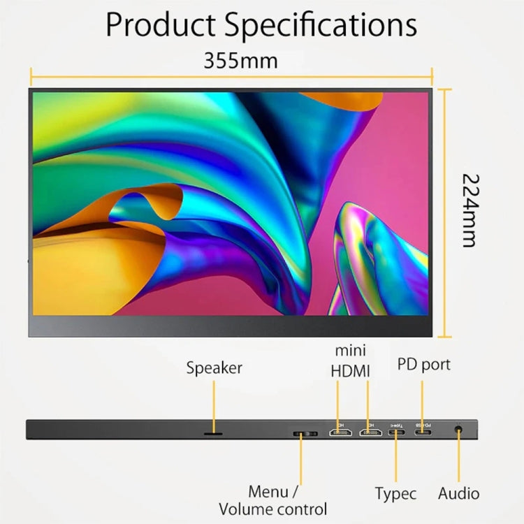 15.6 inch HDR 1080P IPS Screen Portable Monitor