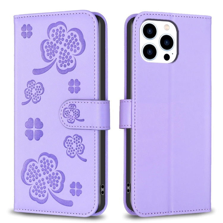 Four-leaf Embossed Leather Phone Case, Series 2