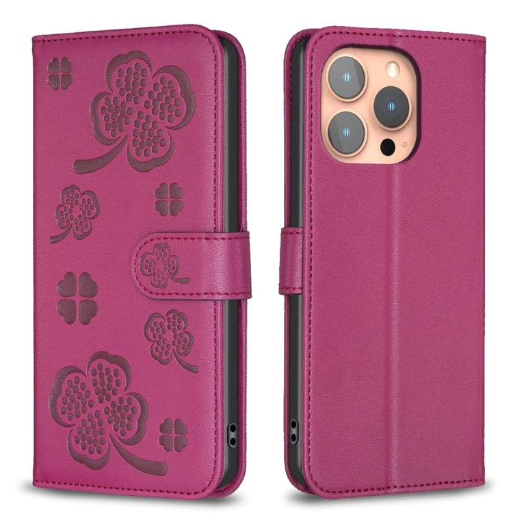 Four-leaf Embossed Leather Phone Case, Series 4