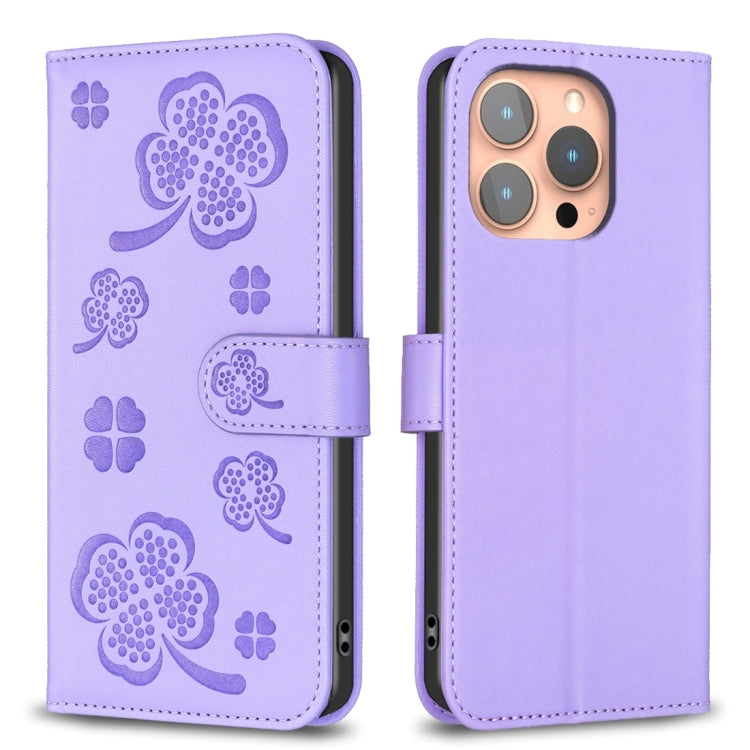 Four-leaf Embossed Leather Phone Case, Series 4