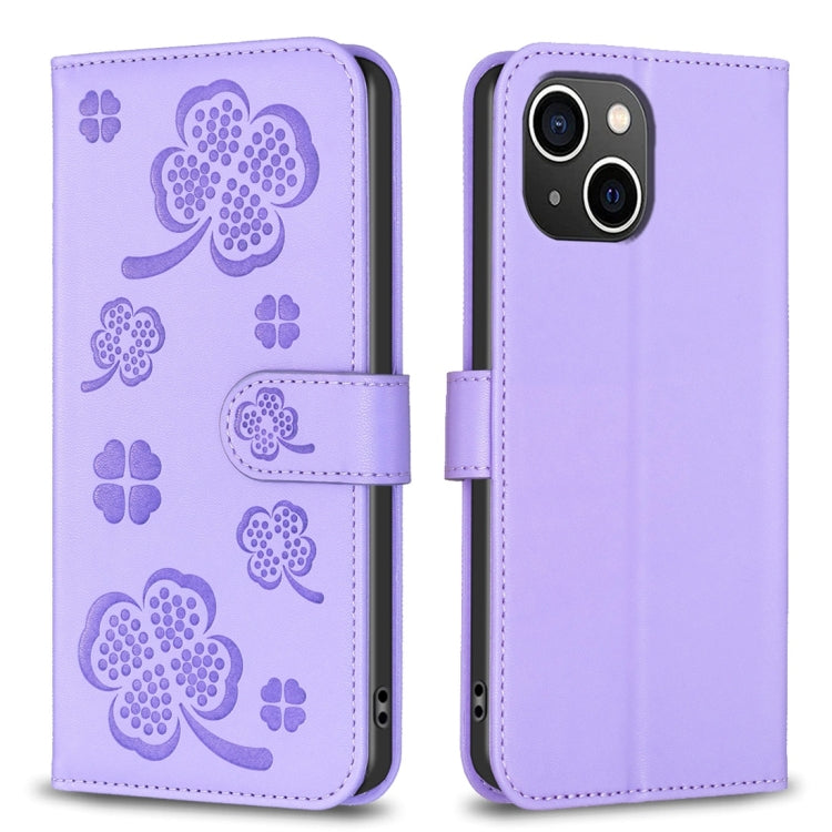 Four-leaf Embossed Leather Phone Case, Series 3