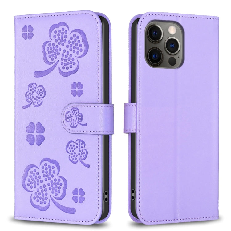 Four-leaf Embossed Leather Phone Case, Series 4