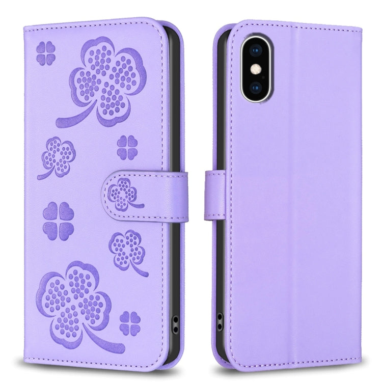 Four-leaf Embossed Leather Phone Case, Series 2