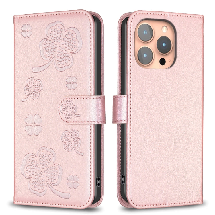 Four-leaf Embossed Leather Phone Case, Series 3