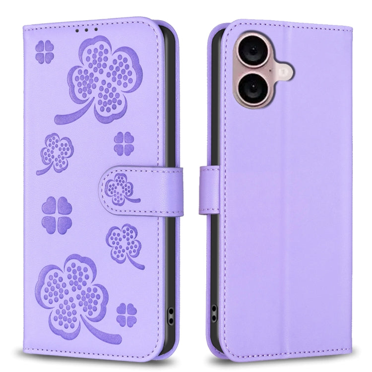 Four-leaf Embossed Leather Phone Case, Series 1