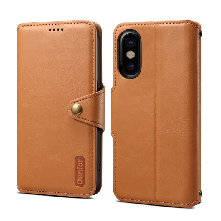 Denior Cowhide Texture Wallet Style Leather Phone Case, Series 3