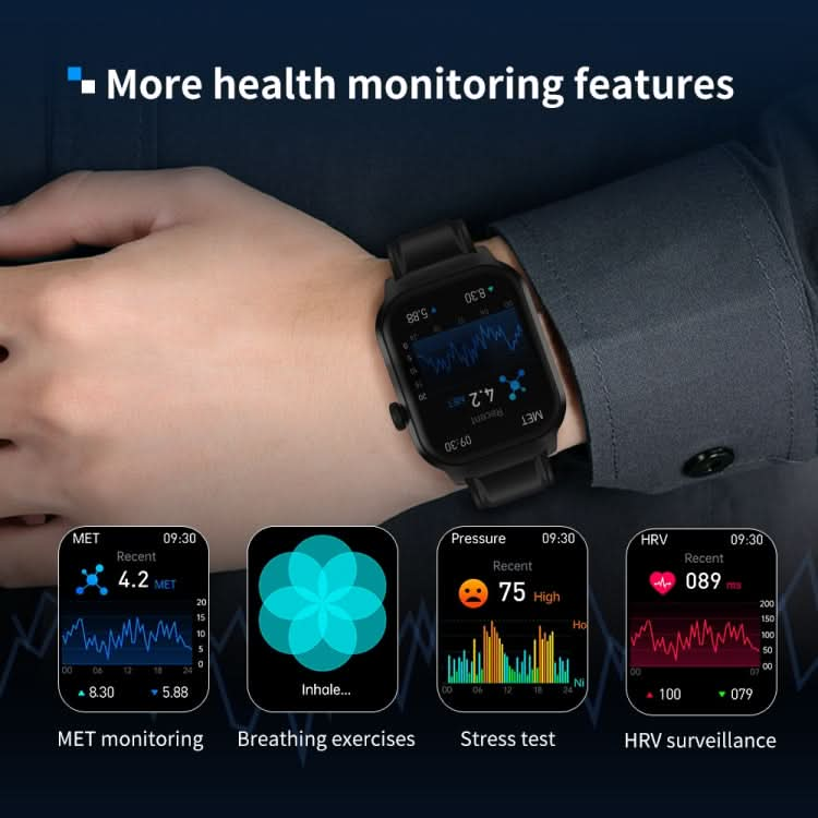 2.01 inch Silicone Strap Bluetooth Call Smart Watch Support Heart Rate Monitoring / Non-invasive Blood Sugar