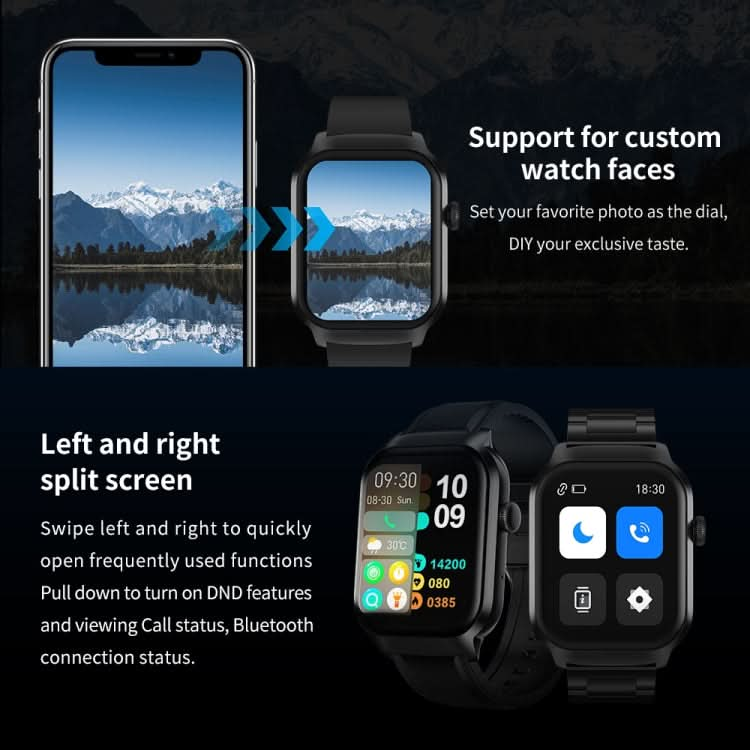 2.01 inch Silicone Strap Bluetooth Call Smart Watch Support Heart Rate Monitoring / Non-invasive Blood Sugar