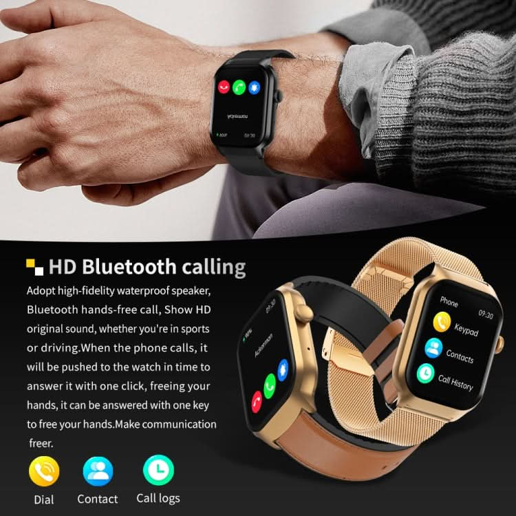 2.01 inch Silicone Strap Bluetooth Call Smart Watch Support Heart Rate Monitoring / Non-invasive Blood Sugar