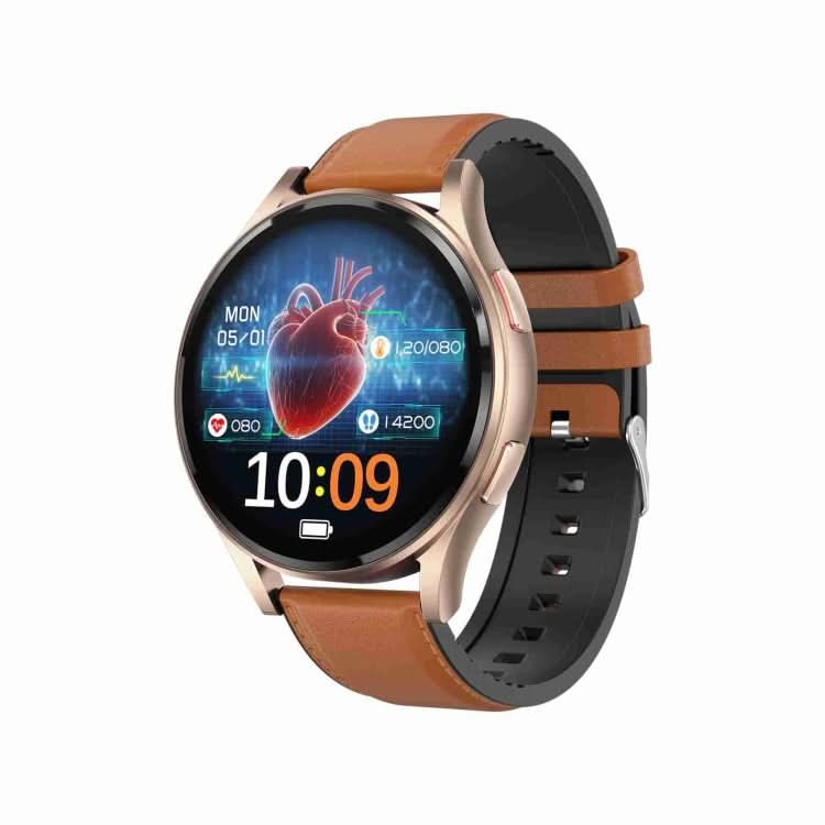 1.43 inch Leather Strap Bluetooth Call Smart Watch Support ECG / Non-invasive Blood Sugar