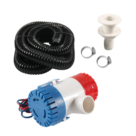 12V-1100GPH Boat / RV Bilge Sump Water Pump with Black Drain Pipe