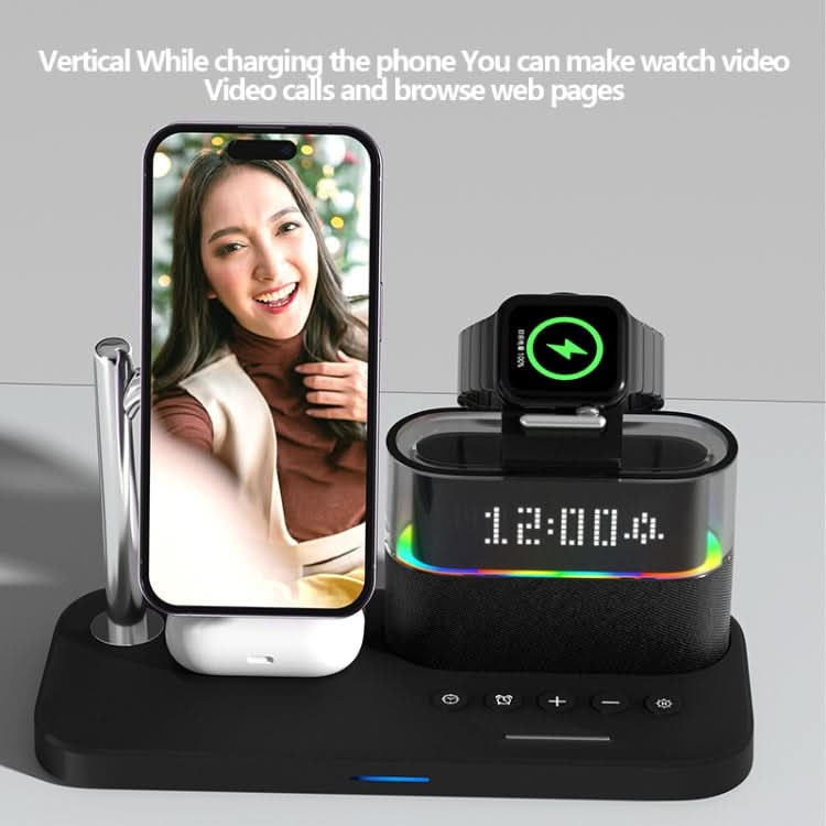 CO9 15W 5 in 1 Multifunctional Wireless Charger Bedside Clock Lamp