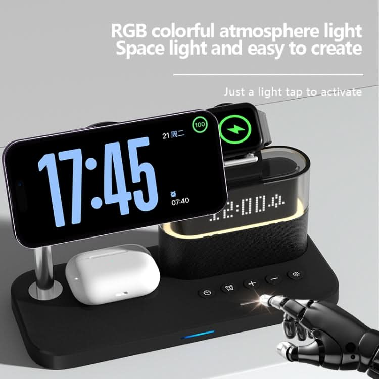 CO9 15W 5 in 1 Multifunctional Wireless Charger Bedside Clock Lamp