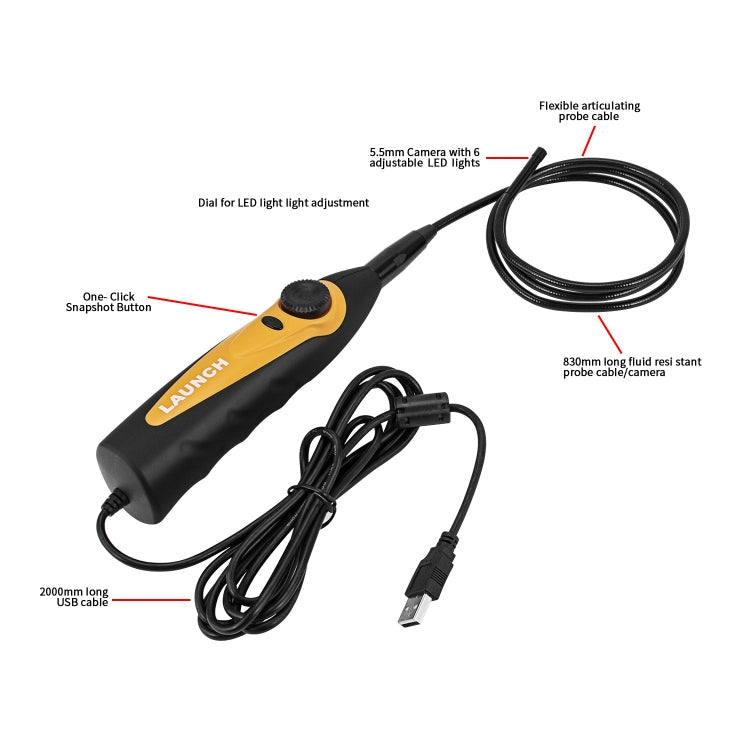 LAUNCH VSP-600 For X431 Pro3S+ / V / V+ / PAD-V USB HD Endoscope Car Repair Tool Reluova