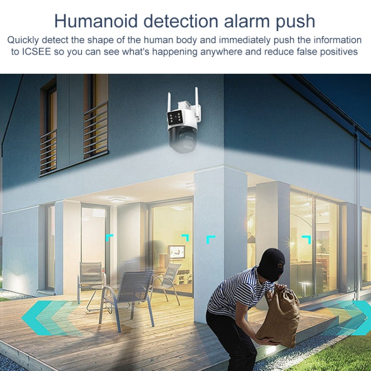 QX103 Humanoid Recognition AI Alarm WiFi Dome Dual IP Camera